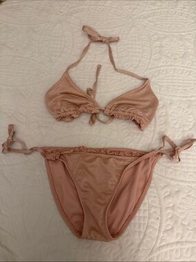 Xhilaration Shimmery Blush Tie-Side Bikini